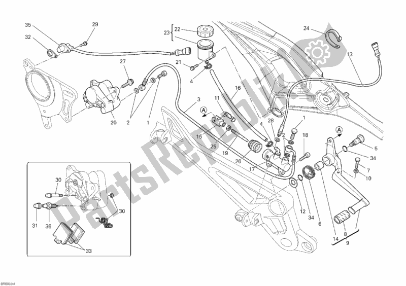 Todas las partes para Sistema De Freno Trasero de Ducati Monster 1100 USA 2010